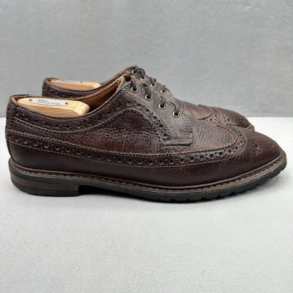Allen Edmonds Aberdeen Mens Size 9.5 (E) Long Wingtip Oxford Brown Leather Dress - Picture 1 of 9
